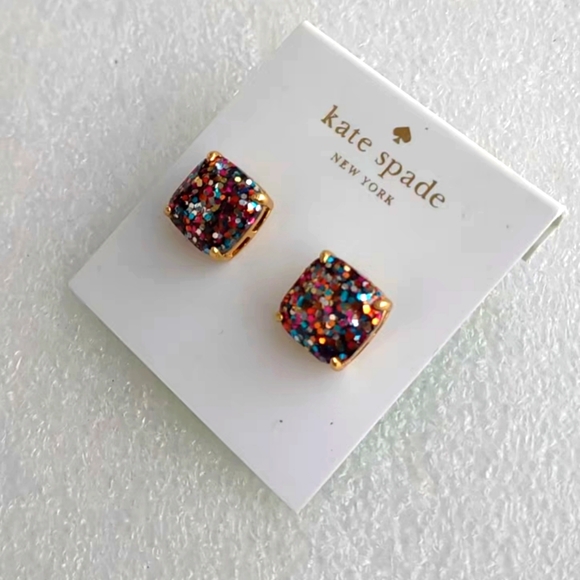 NWT Kate Spade Small Square Glitter Studs Earrings - Picture 3 of 11